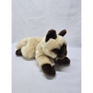 Anna Club Plush Realistic Looking lying siamese cat Stuffed Animal Toy